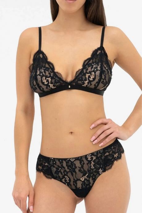 Effetto Lingerie 020 105 08 Бюстгальтер-бралетт KRISTINA чорний/піон колір