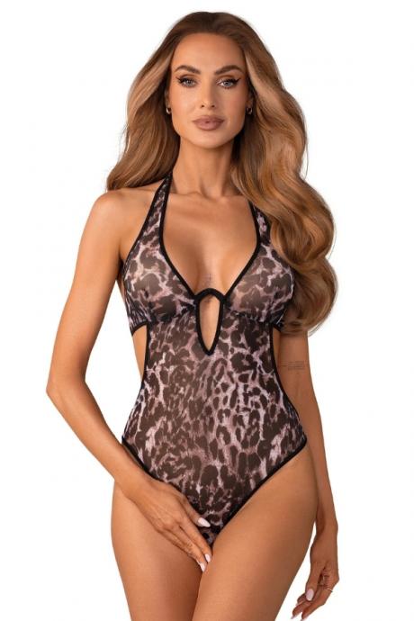 Жіноча білизна Боді Obsessive ADDIA crotchless teddy Леопард