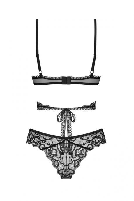Жіноча білизна Комплект Obsessive BLOMENTIS SET bra & panties Чорний