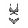 Жіноча білизна Комплект Obsessive BLOMENTIS SET bra & panties Чорний колір