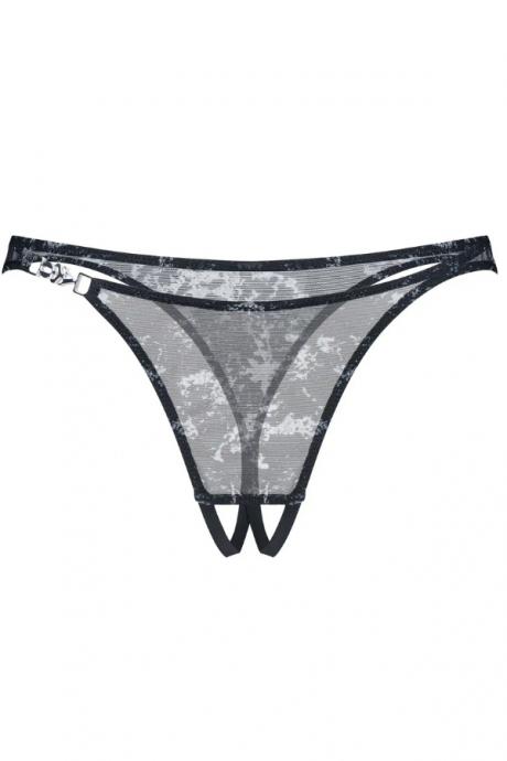 Жіноча білизна Стрінги Obsessive CORROSIS crotchless thong Чорний
