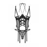 Жіноча білизна Корсет Obsessive DOMINNA cup corset latex & crot thong Чорний колір