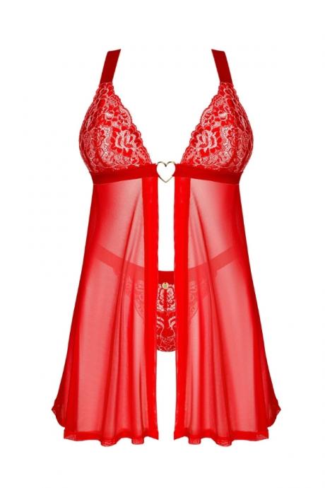 Жіноча білизна Комплект Obsessive ELIANES BABYDOLL & thong Червоний