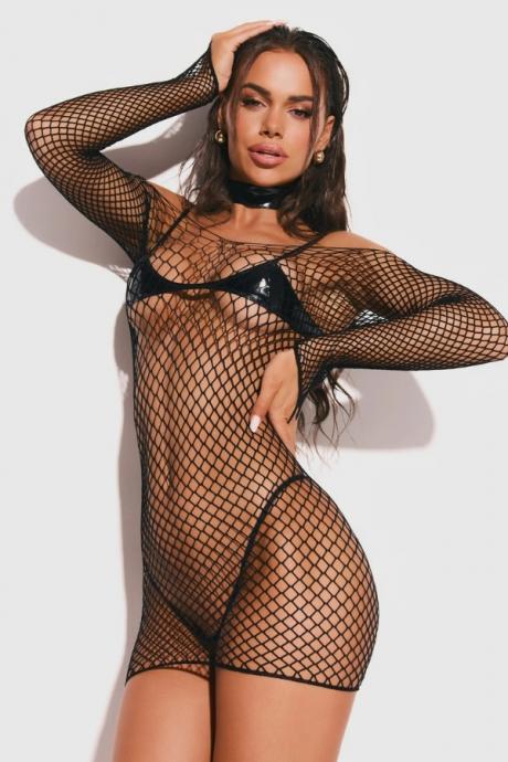 Жіноча білизна Комплект Obsessive SASHALLA bra choker dress & thong Чорний