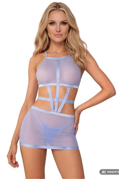 Жіноча білизна Комплект Obsessive SHADERI dress & thong Блакитний