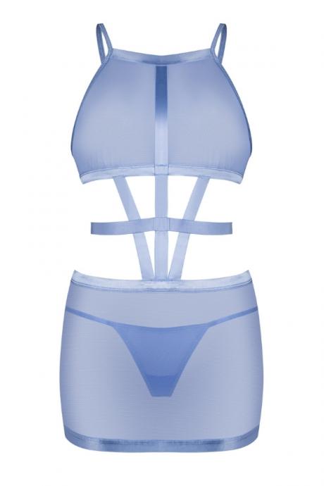 Жіноча білизна Комплект Obsessive SHADERI dress & thong Блакитний