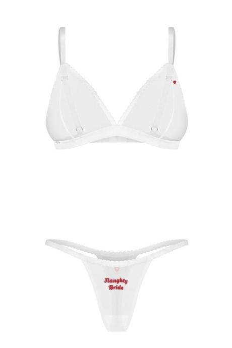 Жіноча білизна Комплект Obsessive WEDDYA BRIDE SET top crot. thong & thong Молочний