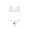 Жіноча білизна Комплект Obsessive WEDDYA BRIDE SET top crot. thong & thong Молочний колір