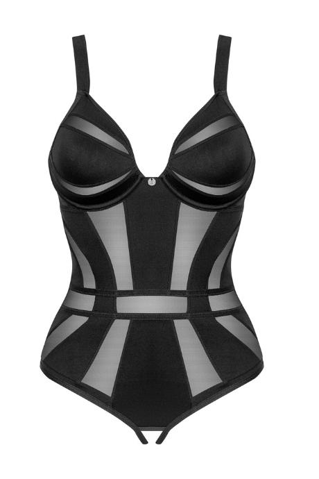 Жіноча білизна Боді Obsessive CHIC AMORIA crotchless teddy Чорний колір