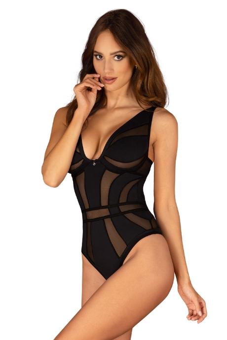Жіноча білизна Боді Obsessive CHIC AMORIA crotchless teddy Чорний колір