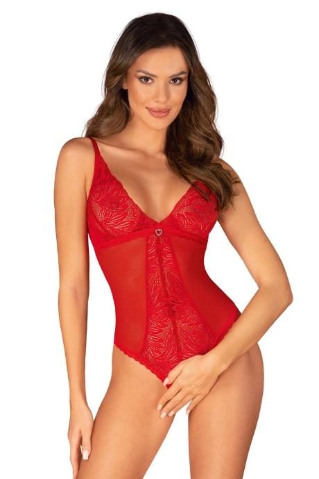 Жіноча білизна Боді Obsessive CHILISA crotchless teddy Червоний