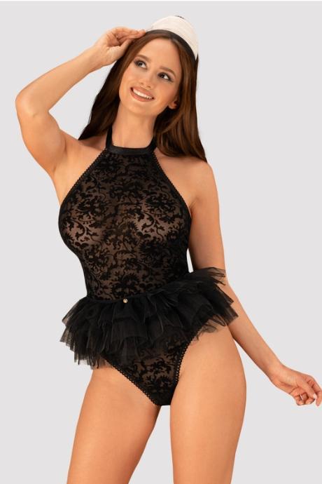 Жіноча білизна Боді Obsessive FRILLES teddy skirt & headband Чорний