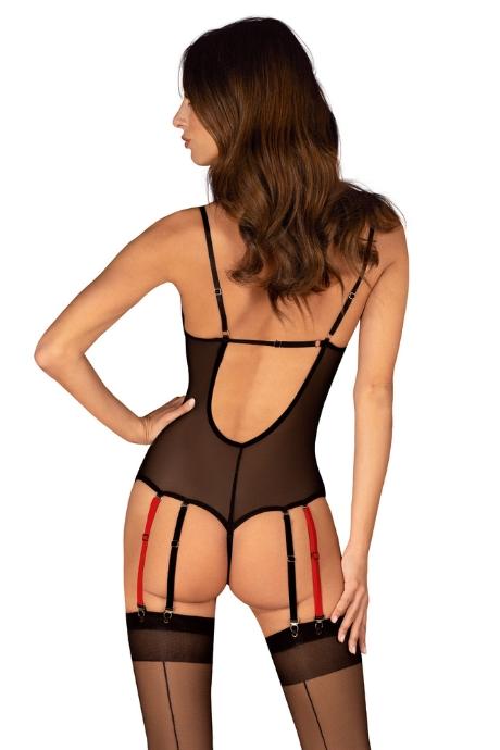 Жіноча білизна Боді Obsessive GLANDEZ crotchless teddy Чорний