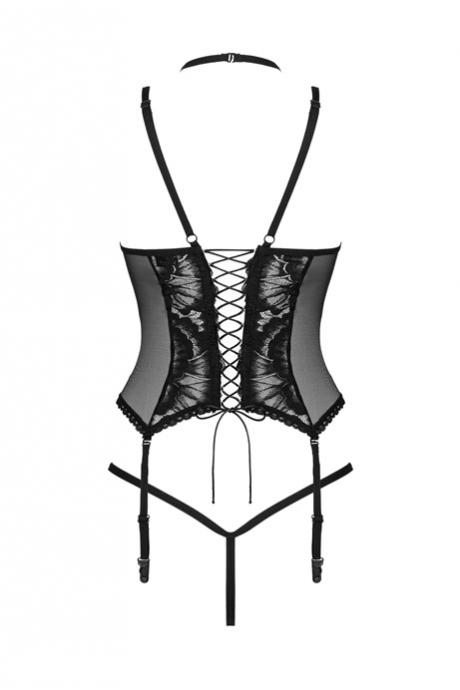Жіноча білизна Корсет Obsessive ALESSYA CORSET & thong Чорний