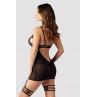Жіноча білизна Комплект Obsessive NUITES CHEMISE & thong Чорний