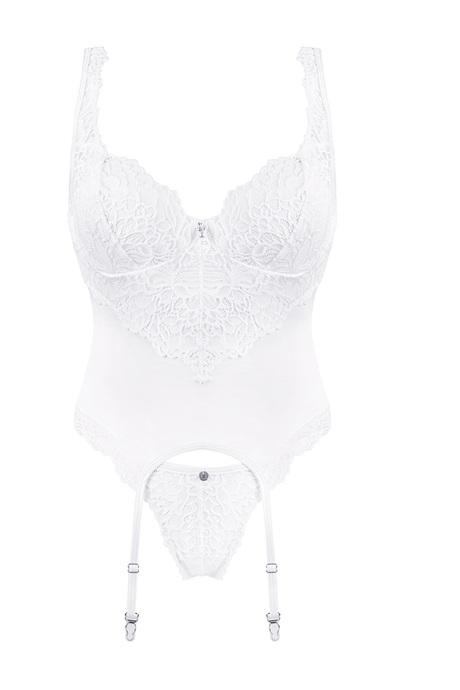 Жіноча білизна Корсет Obsessive AMOR BLANCO CORSET & thong Білий