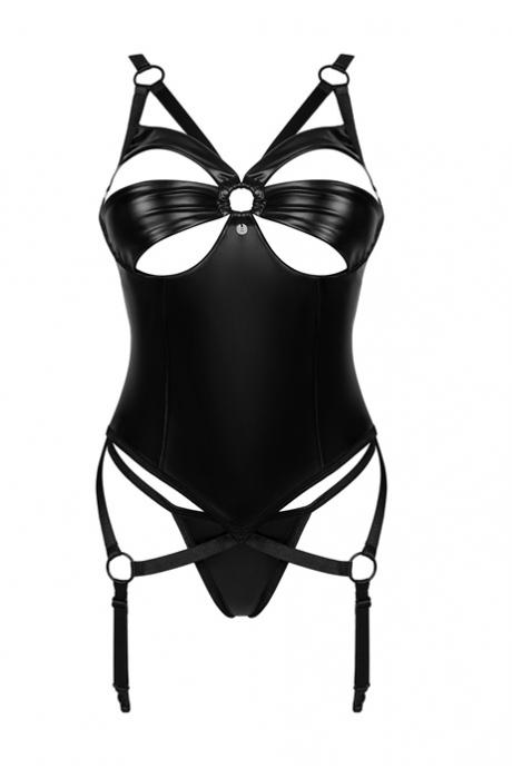 Жіноча білизна Корсет Obsessive ARMARES CORSET latex & thong Чорний