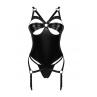 Жіноча білизна Корсет Obsessive ARMARES CORSET latex & thong Чорний