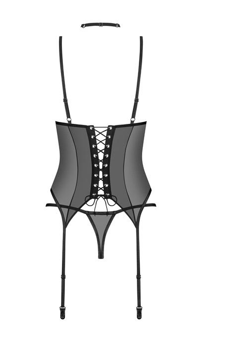 Жіноча білизна Корсет Obsessive DONARELLA CORSET thong & choker Чорний