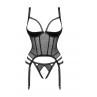 Жіноча білизна Корсет Obsessive LANELIA CORSET cup & crotchless thong Чорний