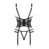 Жіноча білизна Корсет Obsessive LANELIA CORSET cup & crotchless thong Чорний