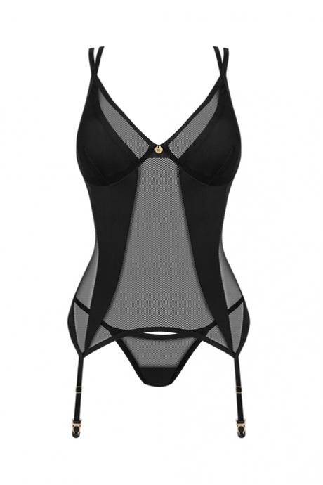 Жіноча білизна Корсет Obsessive NESARI CORSET & thong Чорний