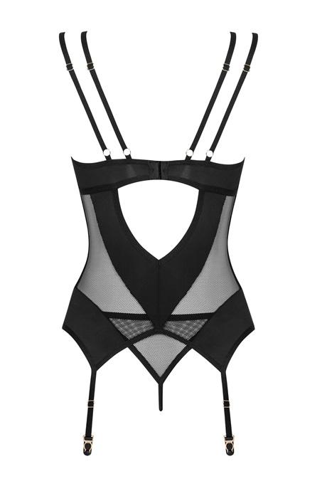 Жіноча білизна Корсет Obsessive NESARI CORSET & thong Чорний