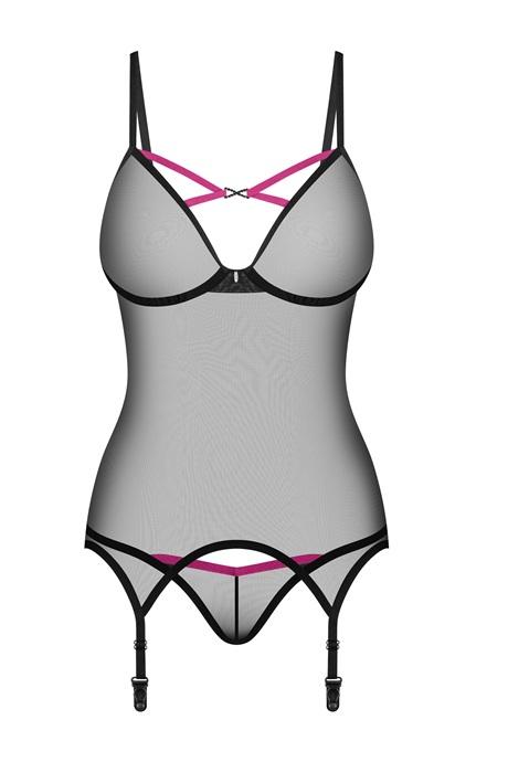 Жіноча білизна Корсет Obsessive NOVENES CORSET & thong Чорний