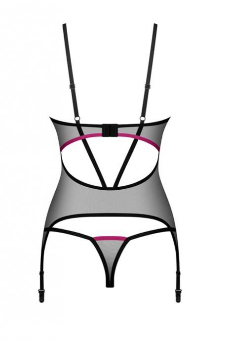 Жіноча білизна Корсет Obsessive NOVENES CORSET & thong Чорний
