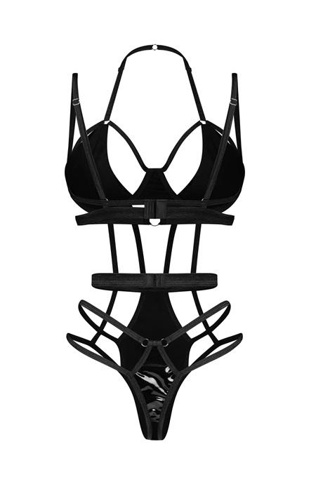 Жіноча білизна Боді Obsessive KEIRA LISE TEDDY wet look bodysuit Чорний