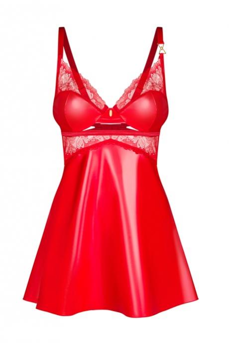 Жіноча білизна Комплект Obsessive ALIOSA CHEMISE & thong Червоний