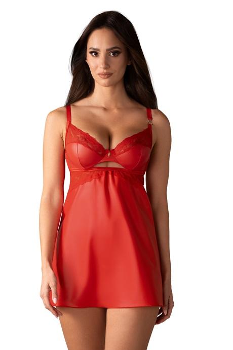 Жіноча білизна Комплект Obsessive ALIOSA CHEMISE & thong Червоний