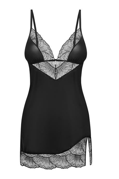 Жіноча білизна Комплект Obsessive LOBELLIS CHEMISE & thong Чорний