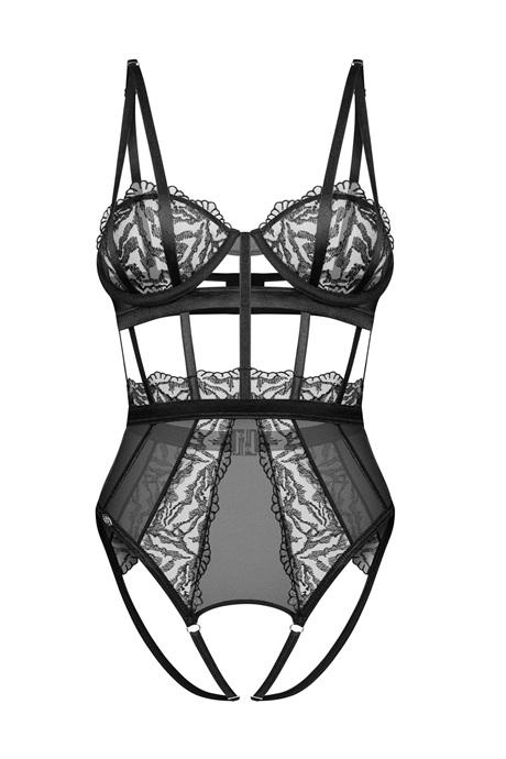 Жіноча білизна Боді Obsessive HERSIS teddy with bold cutouts & open crotch Чорний