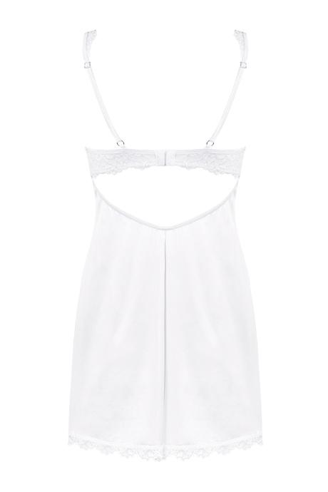 Жіноча білизна Комплект Obsessive AMOR BLANCO CHEMISE & thong Білий