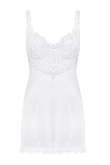 Жіноча білизна Комплект Obsessive AMOR BLANCO CHEMISE & thong Білий