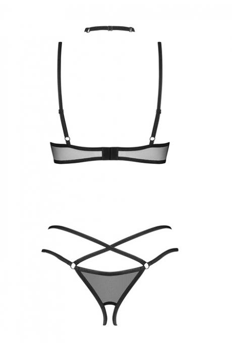Жіноча білизна Комплект Obsessive DONARELLA SET cupless & crotchles thong Чорний
