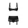 Жіноча білизна Комплект Obsessive LECILLE SET bra garter belt & crot thong Чорний