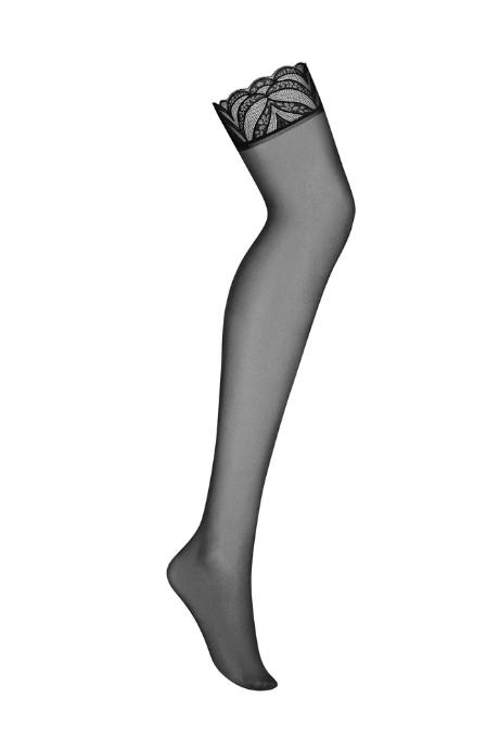 Жіноча білизна Панчохи Obsessive LECILLE stockings with lace trim Чорний