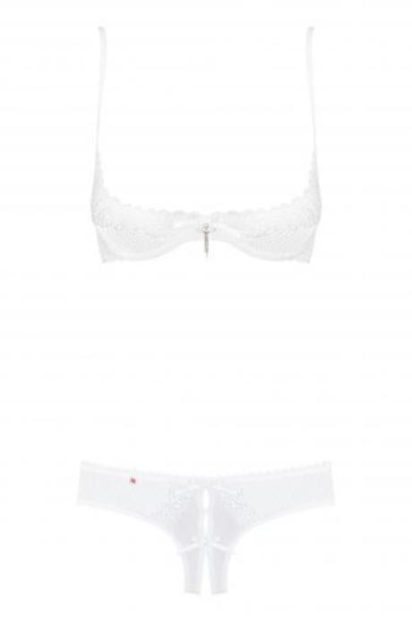 Жіноча білизна Комплект Obsessive ALABASTRA CUPLESS SET Білий колір