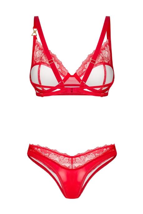 Жіноча білизна Комплект Obsessive ALIOSA SET bra & thong Червоний колір
