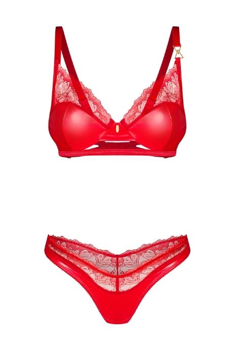 Жіноча білизна Комплект Obsessive ALIOSA SET bra & thong Червоний колір