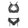 Жіноча білизна Комплект Obsessive ALLASTIA SET bra & panties with garters Чорний