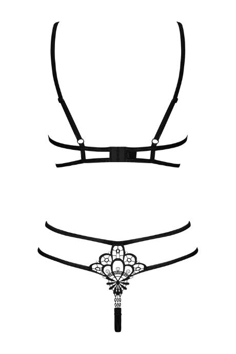 Жіноча білизна Комплект Obsessive BADOSSA SET cupless & crotchles thong Чорний