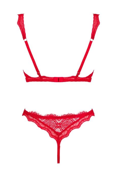 Жіноча білизна Комплект Obsessive BERGAMORE SET cup & crotchless thong Червоний