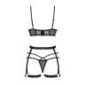 Жіноча білизна Комплект Obsessive BLOMENTIS SET bra harness & thong Чорний