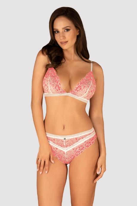 Жіноча білизна Комплект Obsessive BLOOMYS SET & panties Рожевий