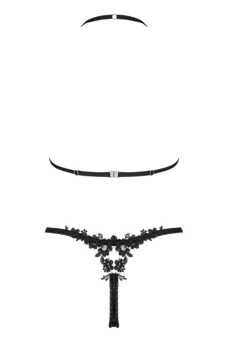 Жіноча білизна Комплект Obsessive CELIA NOIR SET bra & thong Чорний колір