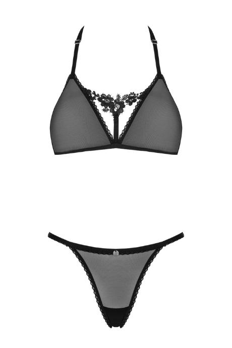Жіноча білизна Комплект Obsessive CELIA NOIR SET bra & thong Чорний колір