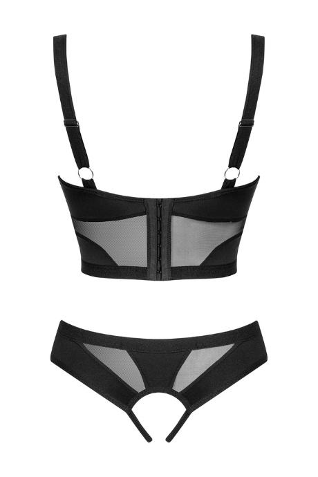 Жіноча білизна Комплект Obsessive CHIC AMORIA SET cup bra & crot panties Чорний